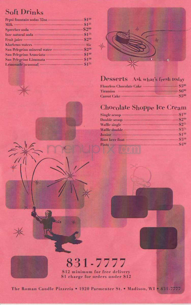The Roman Candle Pizzeria - Middleton, WI menu_pic