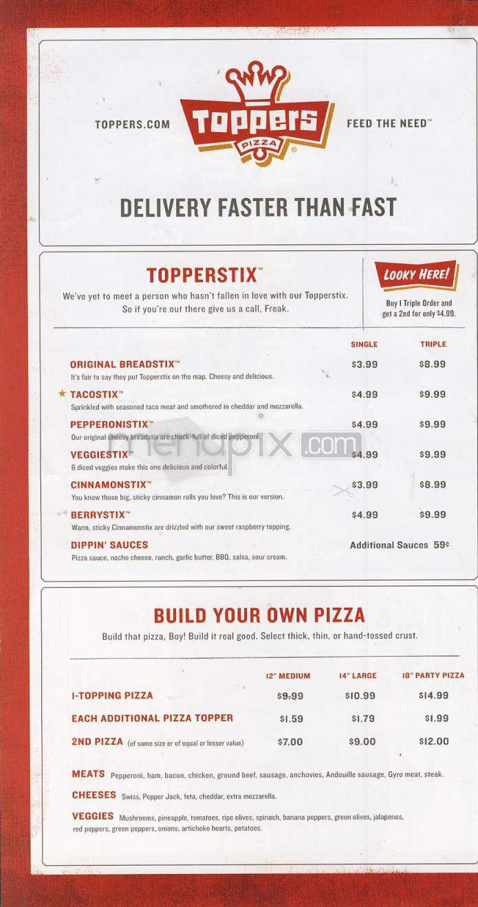 Topper's Pizza - Madison, WI menu_pic