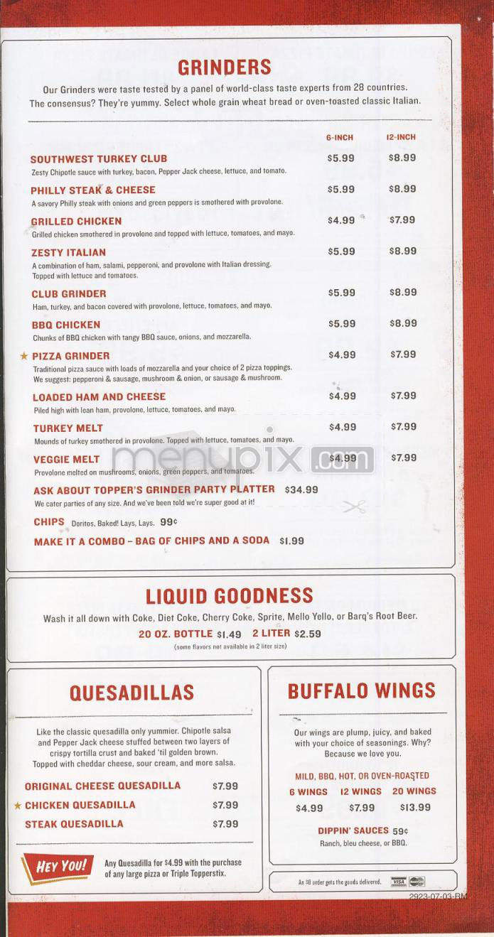 Topper's Pizza - Madison, WI menu_pic