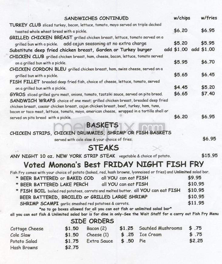 Tully's Food & Spirits - Monona, WI menu_pic