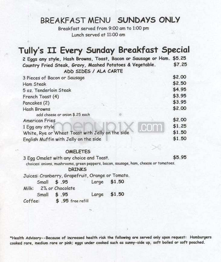 Tully's Food & Spirits - Monona, WI menu_pic