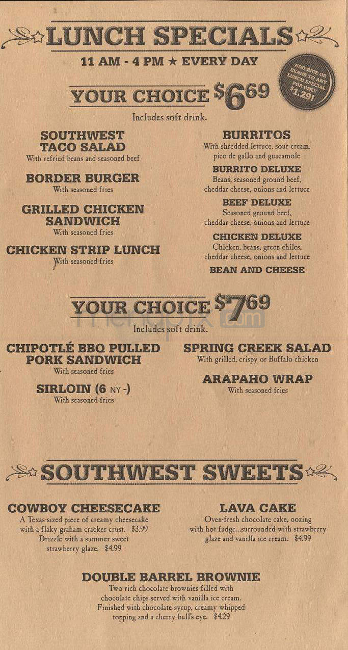 Tumbleweed Southwest Grill - Madison, WI menu_pic