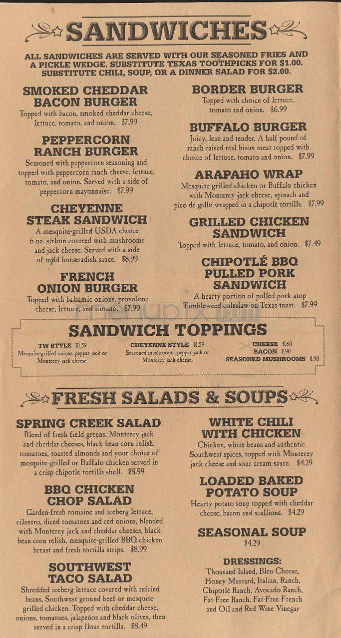 Tumbleweed Southwest Grill - Madison, WI menu_pic