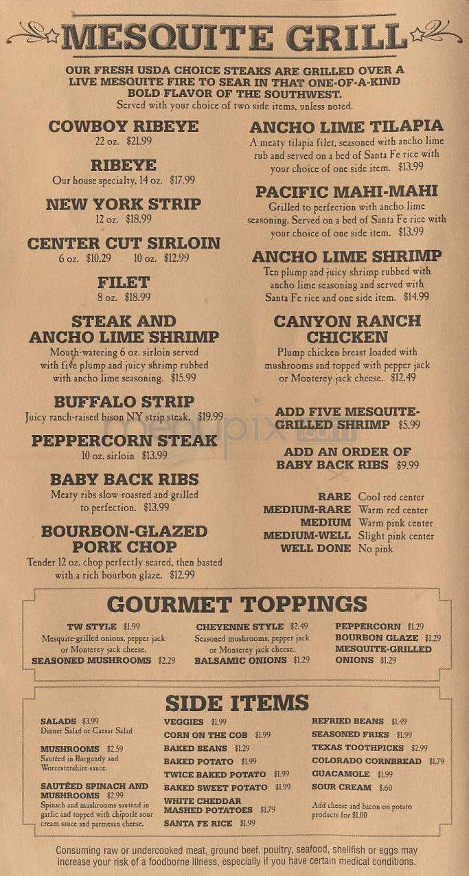 Tumbleweed Southwest Grill - Madison, WI menu_pic