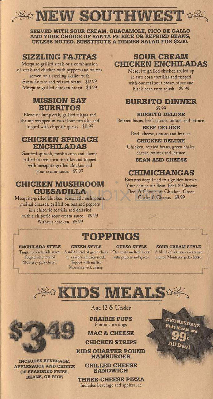 Tumbleweed Southwest Grill - Madison, WI menu_pic