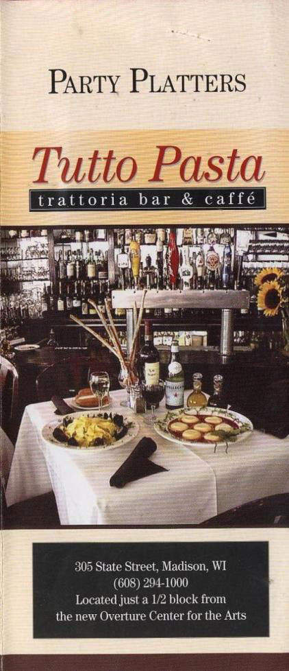 Tutto Pasta Trattoria - Madison, WI menu_pic