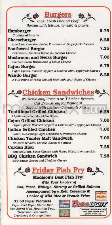 Wando's - Madison, WI menu_pic
