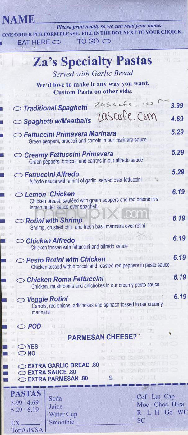 Za's - Madison, WI menu_pic