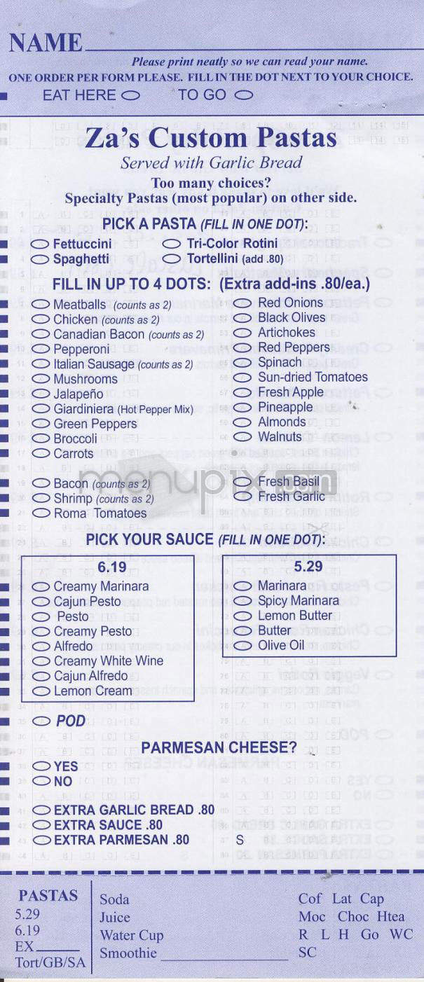 Za's - Madison, WI menu_pic
