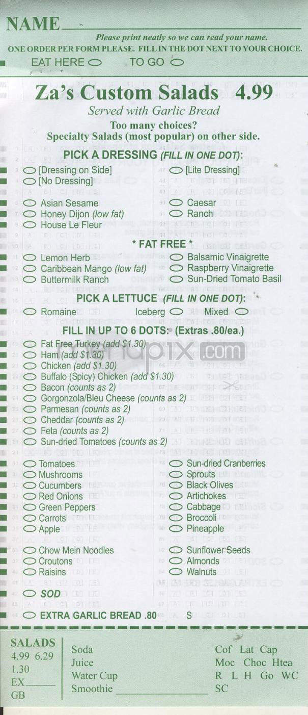 Za's - Madison, WI menu_pic