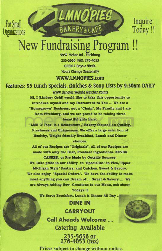 Lmn O'Pies - Fitchburg, WI menu_pic