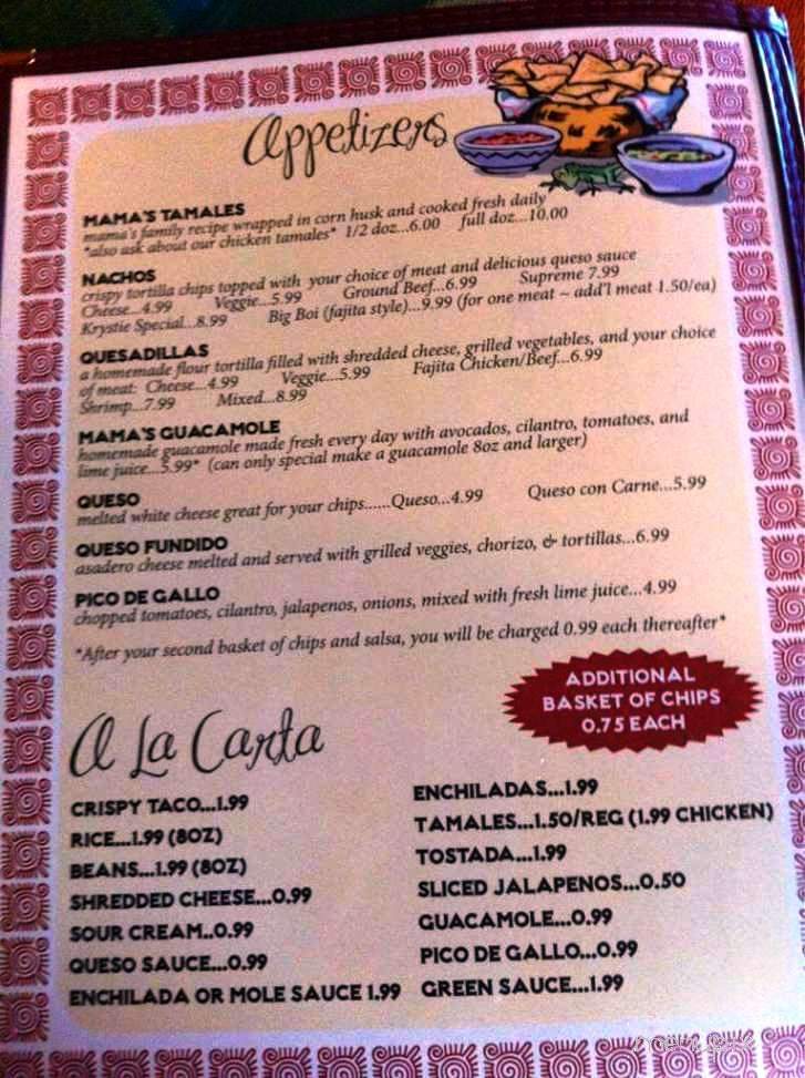 Mi Tierra Cocina Mexicana - Forest Hill, LA menu_pic