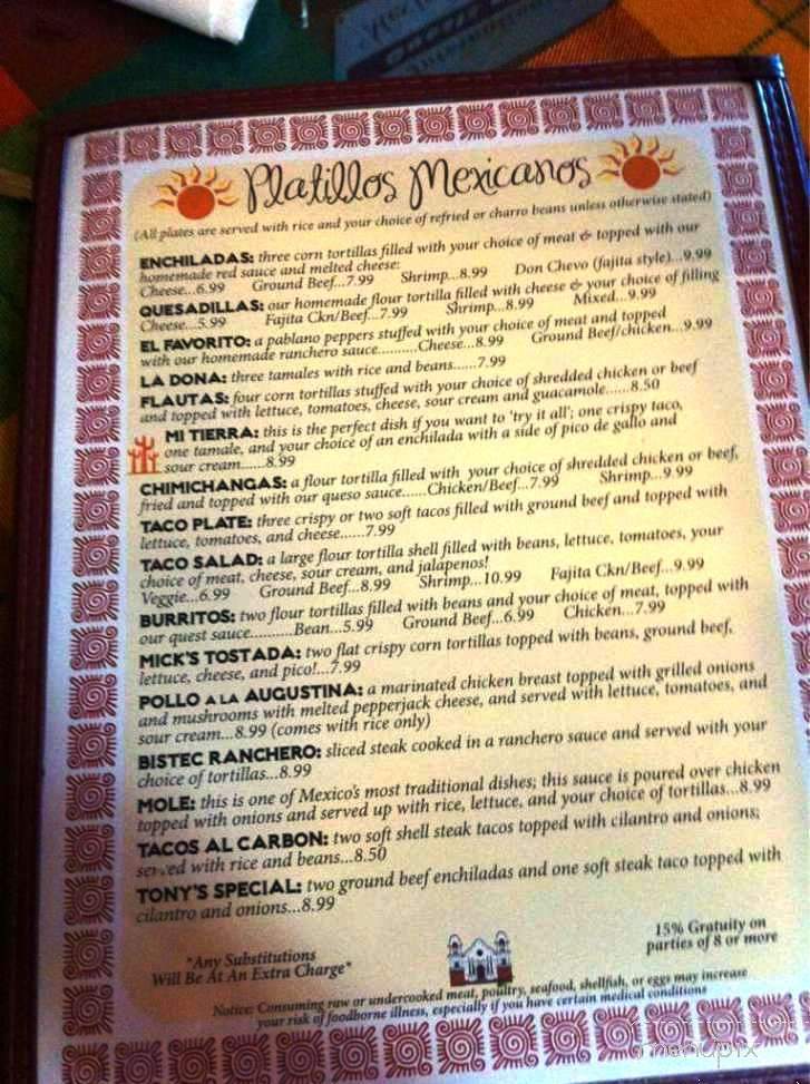 Mi Tierra Cocina Mexicana - Forest Hill, LA menu_pic