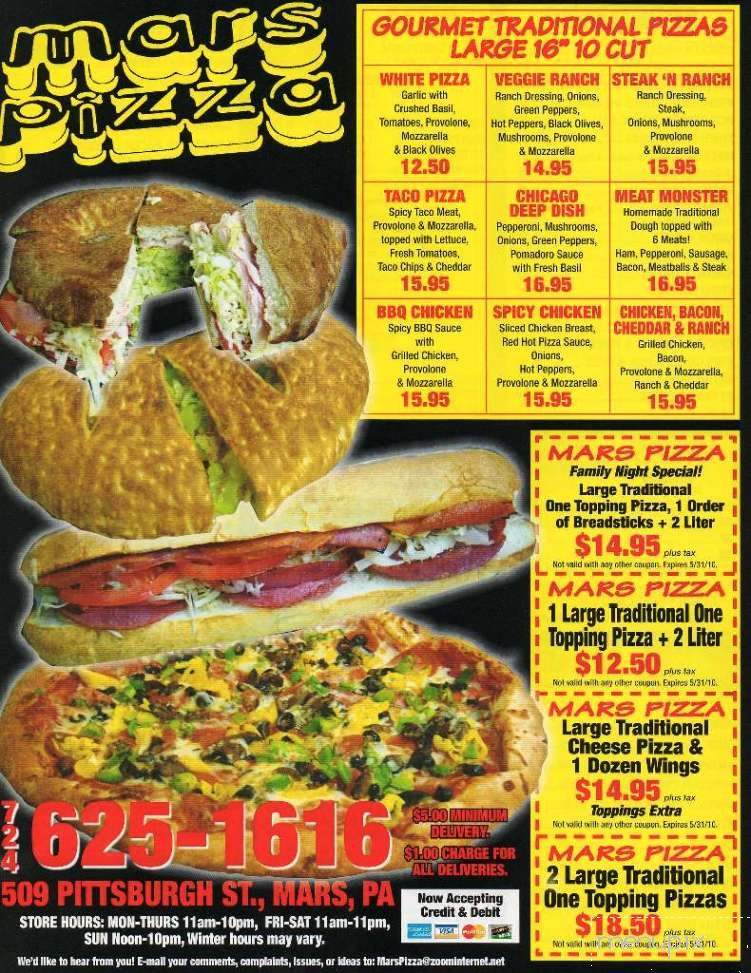Mars Pizza - Mars, PA menu_pic