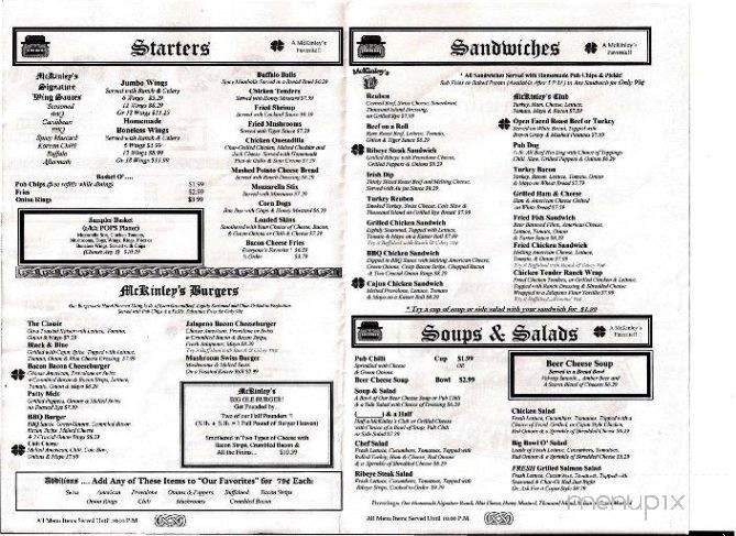 McKinley's Restaurant & Pub - Clayton, NC menu_pic