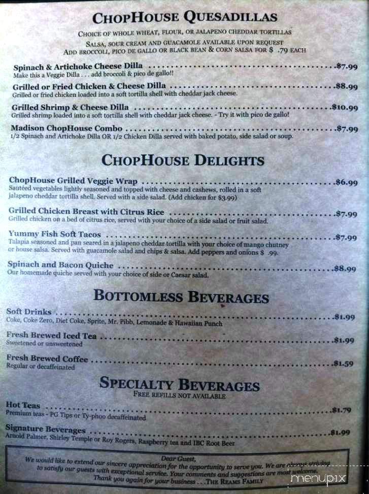 Madison Chophouse Grille - Madison, GA menu_pic