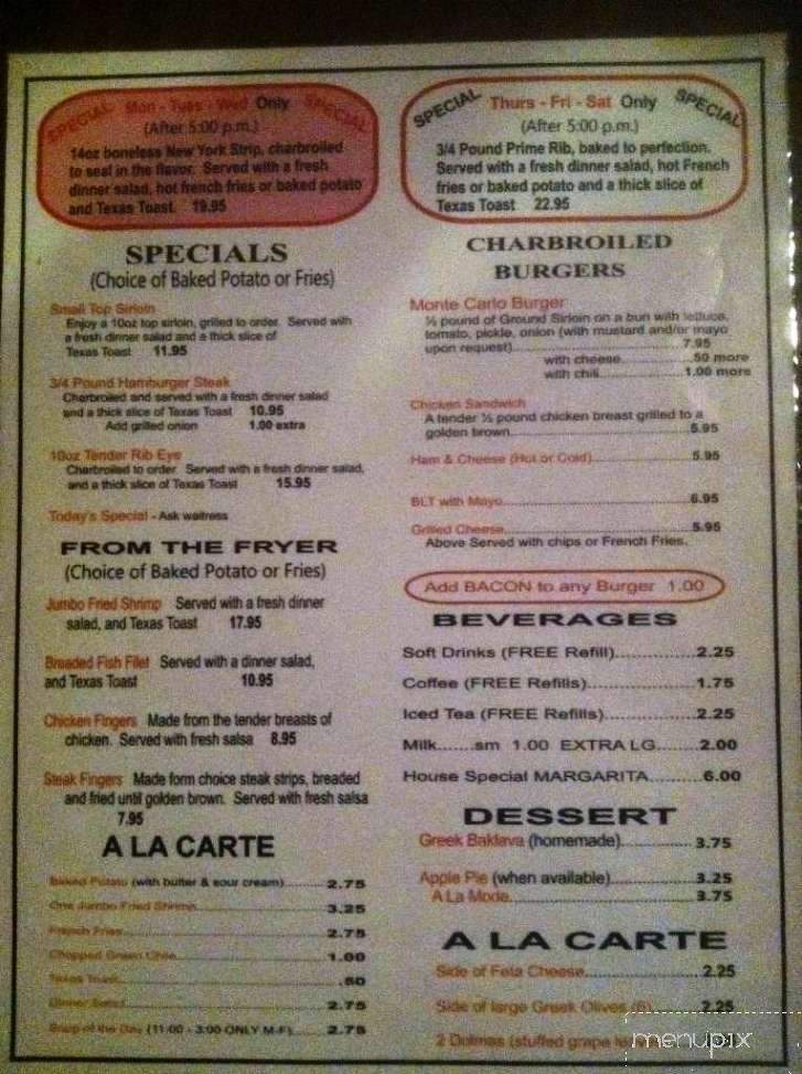 Monte Carlo Liquors & Steakhouse - Albuquerque, NM menu_pic