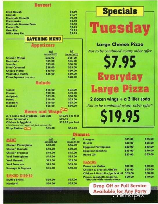 Madison's Pizza Cafe - Pleasant Valley, NY menu_pic