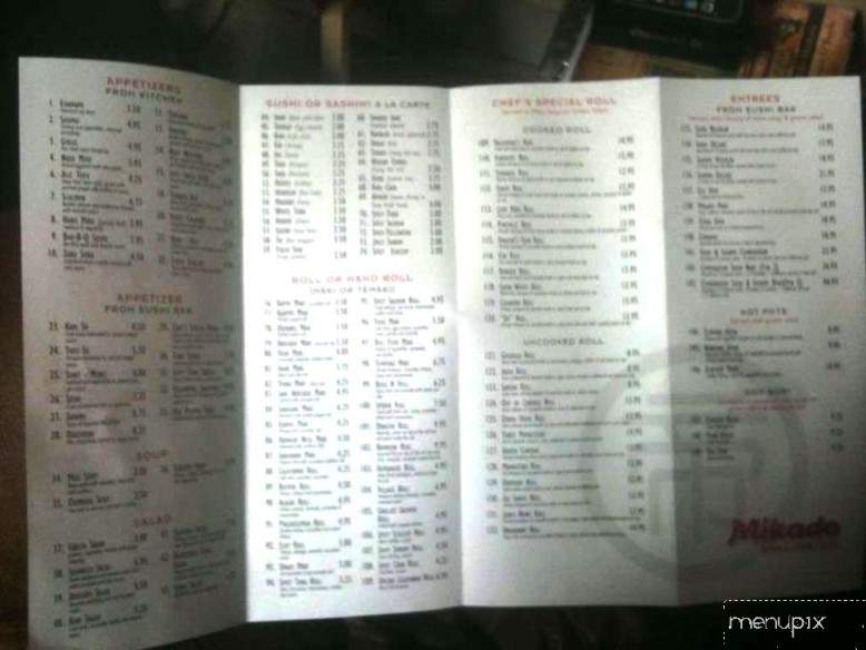 Mikado Sushi and Steak House - Pineville, LA menu_pic