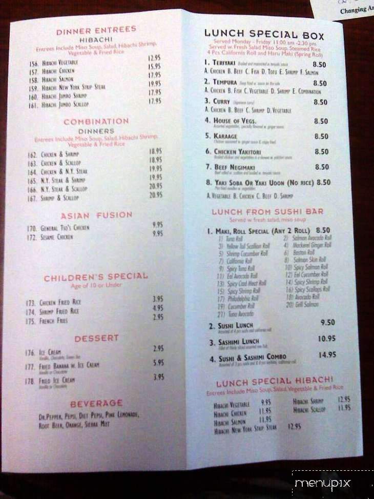 Mikado Sushi and Steak House - Pineville, LA menu_pic
