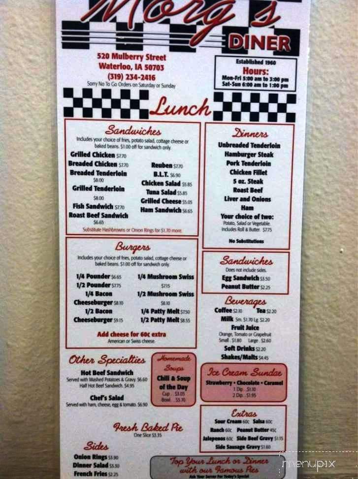 Morg's Lunch - Waterloo, IA menu_pic