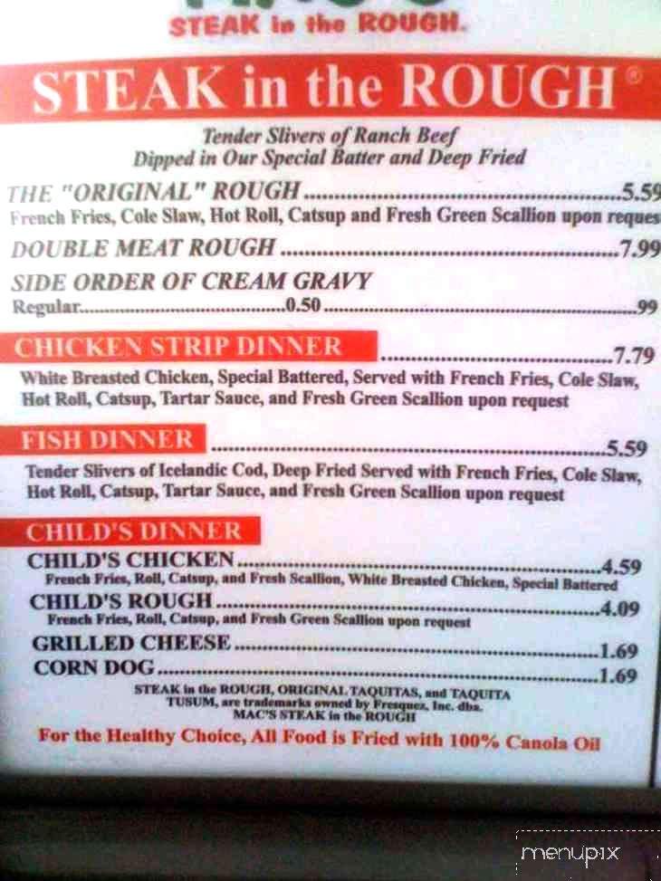 Mac's Steak In The Rough - Albuquerque, NM menu_pic