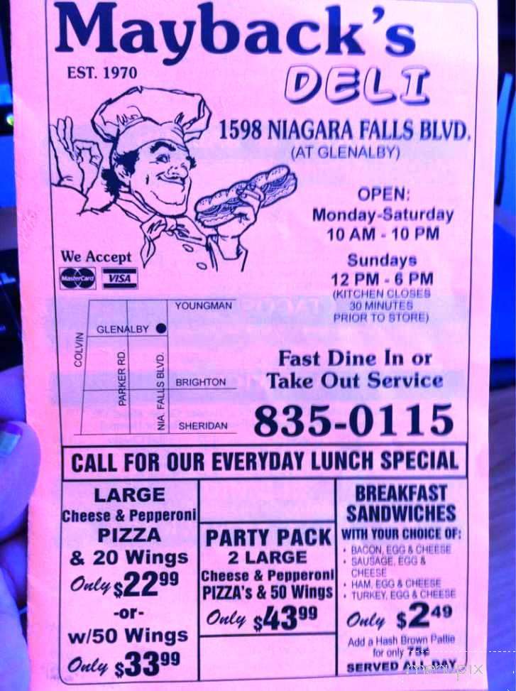 Mayback's Deli - Tonawanda, NY menu_pic