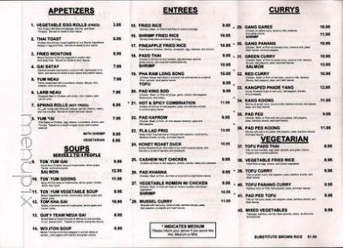 Mina's Thai - Tucson, AZ menu_pic