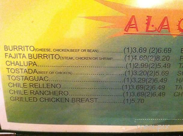 Mayas Mexican Bar and Grill - Lafayette, LA menu_pic