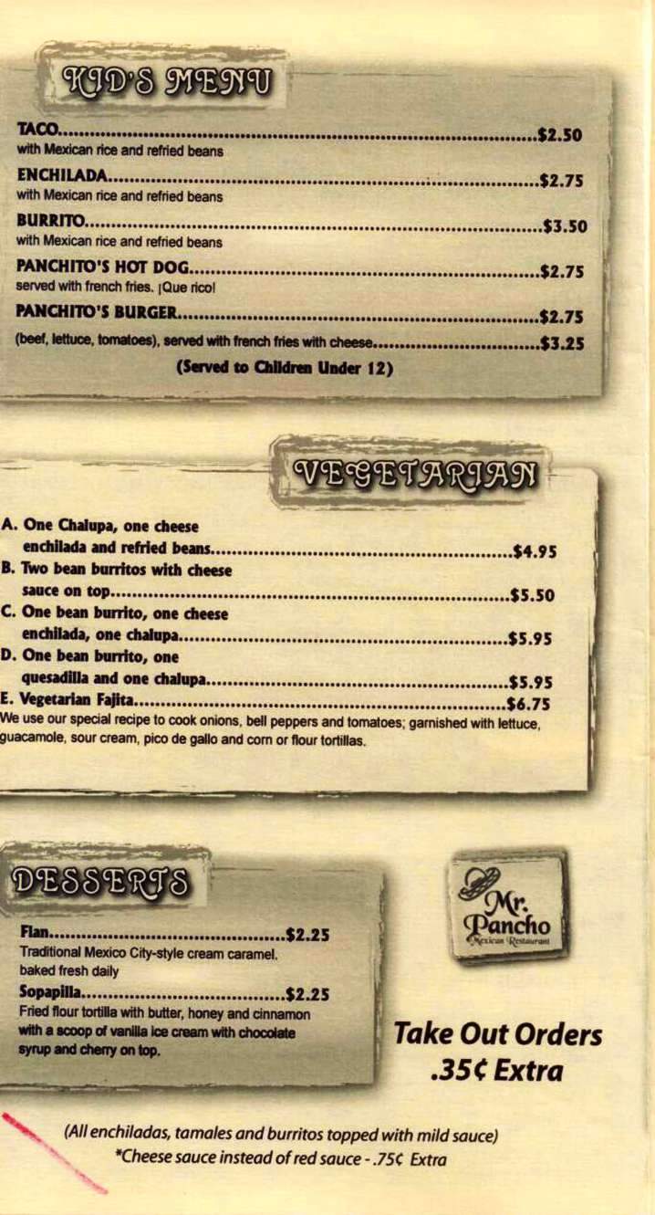 Mr. Pancho - Maumelle, AR menu_pic