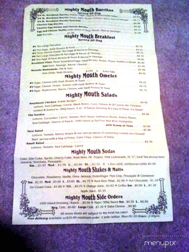 Mighty Mouth Burgers - Granada Hills, CA menu_pic