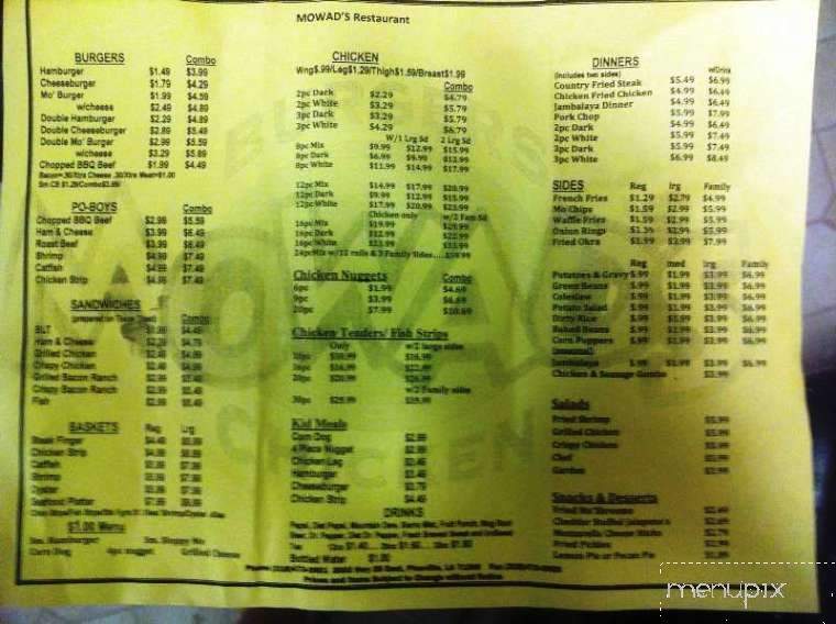 Mowad's Restaurant - Pineville, LA menu_pic
