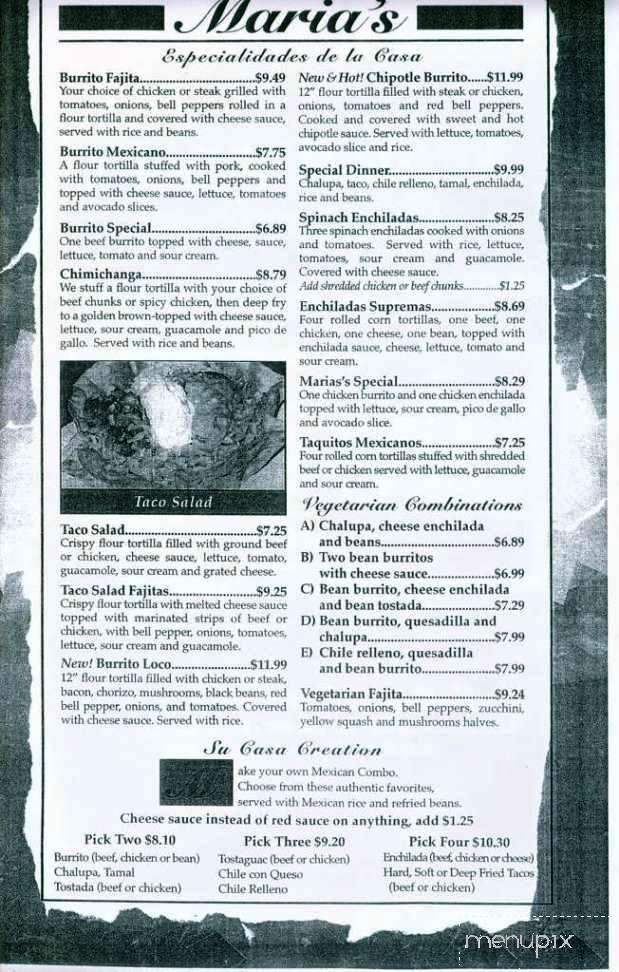 Marias Mexican Restaurant - Platte City, MO menu_pic