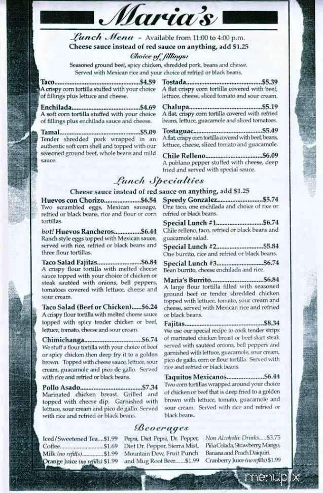 Marias Mexican Restaurant - Platte City, MO menu_pic