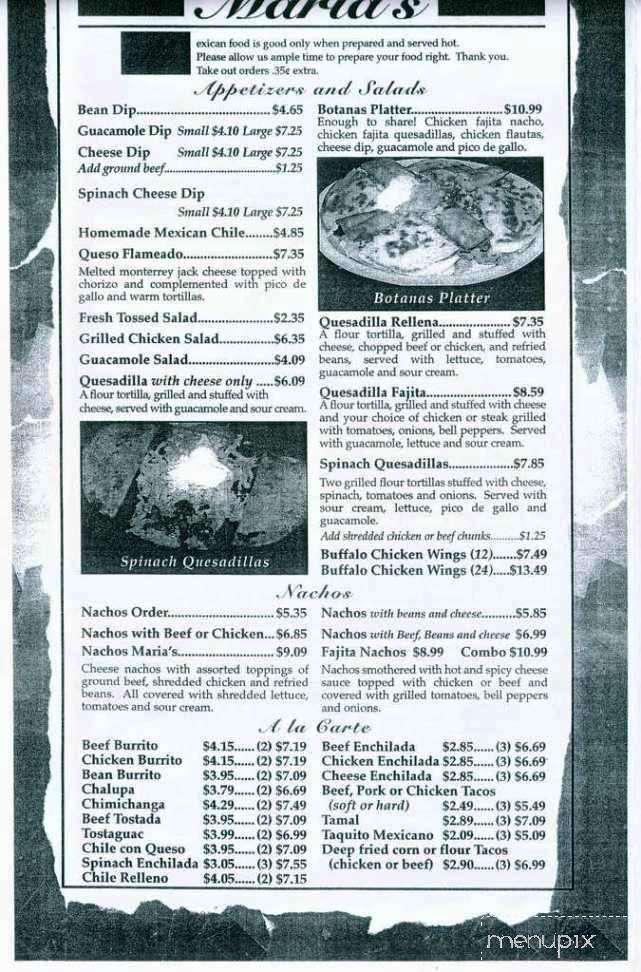 Marias Mexican Restaurant - Platte City, MO menu_pic