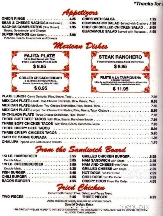 M K Davis Restaurant - San Antonio, TX menu_pic