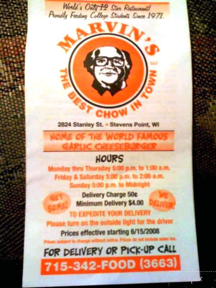 Marvin's Restaurant - Stevens Point, WI menu_pic