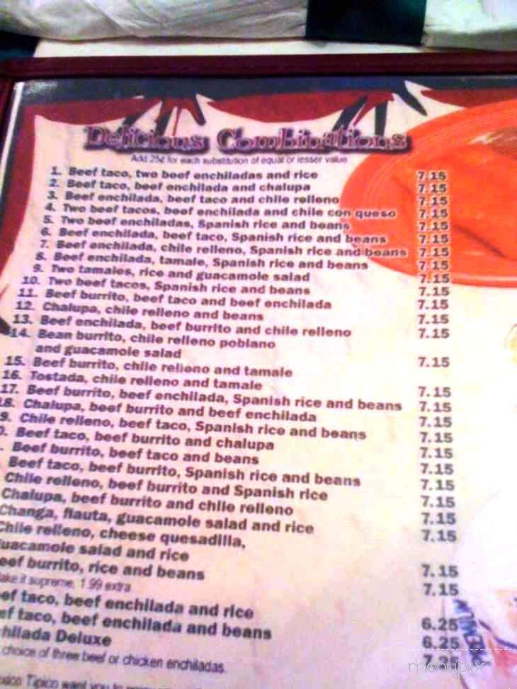Mexico Tipico Mexican Restaurant - Prattville, AL menu_pic