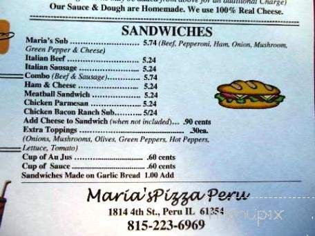 Maria's Pizza Peru - Peru, IL menu_pic