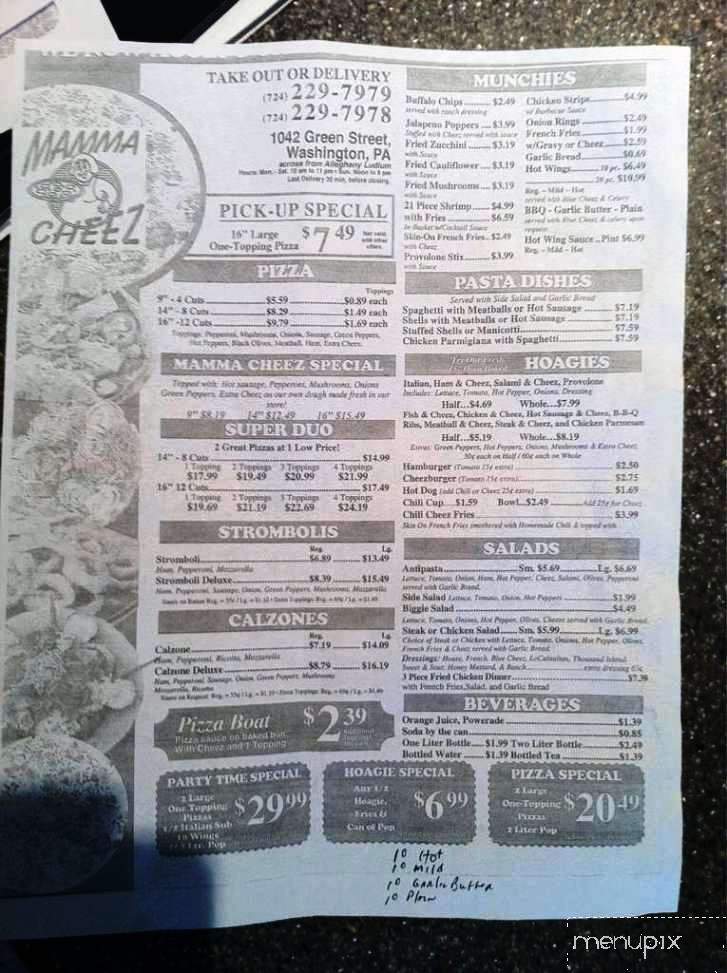 Mamma Cheez - Washington, PA menu_pic