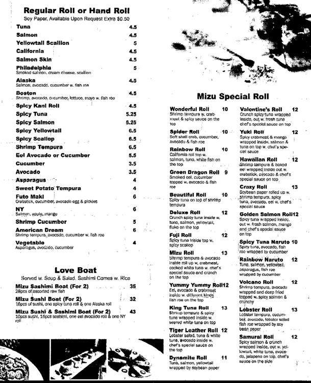 Mizu Sushi Hibachi - Wilkes Barre, PA menu_pic