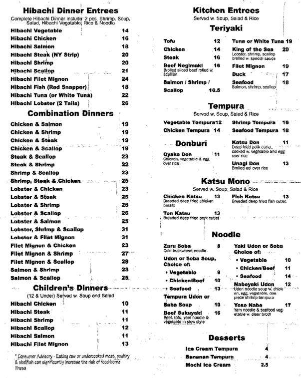 Mizu Sushi Hibachi - Wilkes Barre, PA menu_pic