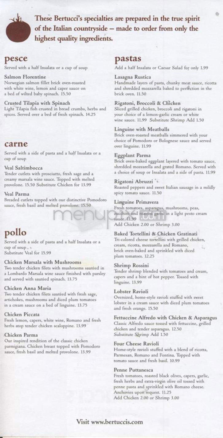 Bertucci's Brick Oven Restaurant - Salem, NH menu_pic