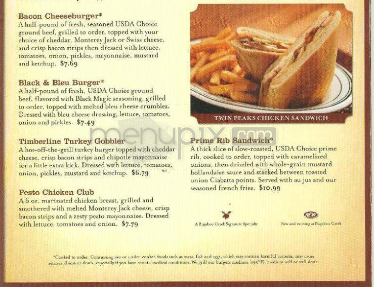 Bugaboo Creek Steakhouse Inc - Nashua, NH menu_pic