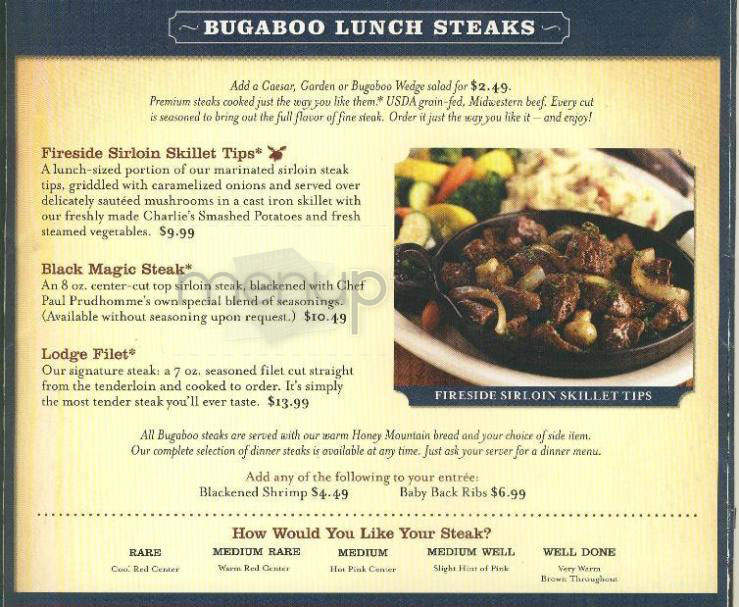 Bugaboo Creek Steakhouse Inc - Nashua, NH menu_pic