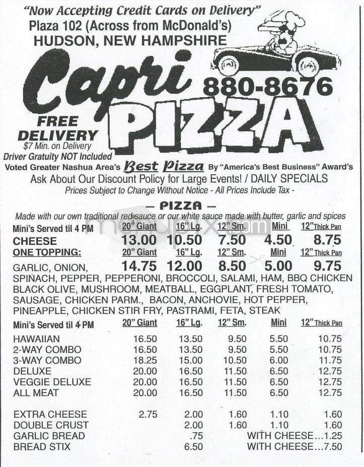 /610005/Capri-Pizza-Hudson-NH - Hudson, NH