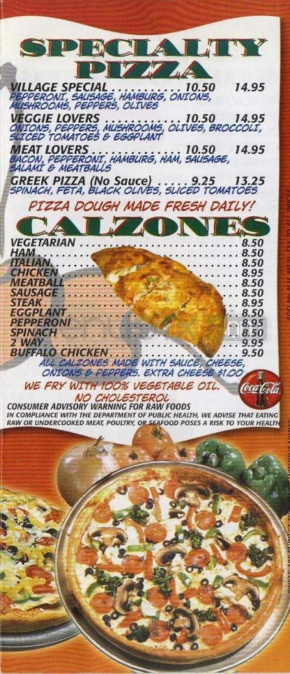 Cherry Village Pizza Restaurant - Hampstead, NH menu_pic
