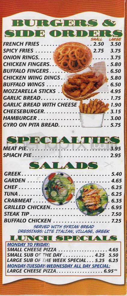 Cherry Village Pizza Restaurant - Hampstead, NH menu_pic