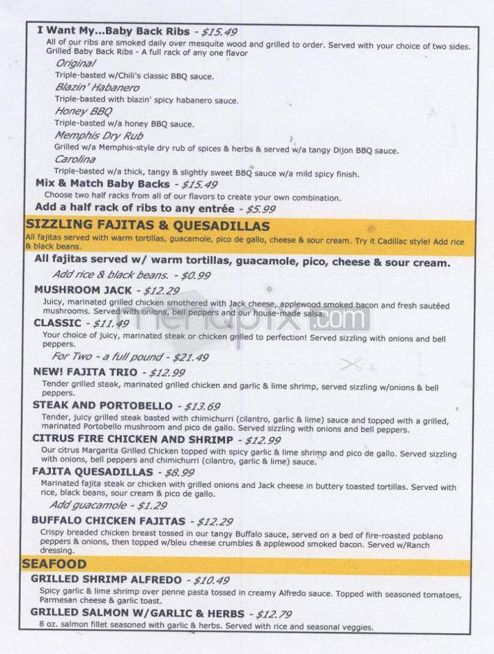 Chili's Grill & Bar - Salem, NH menu_pic