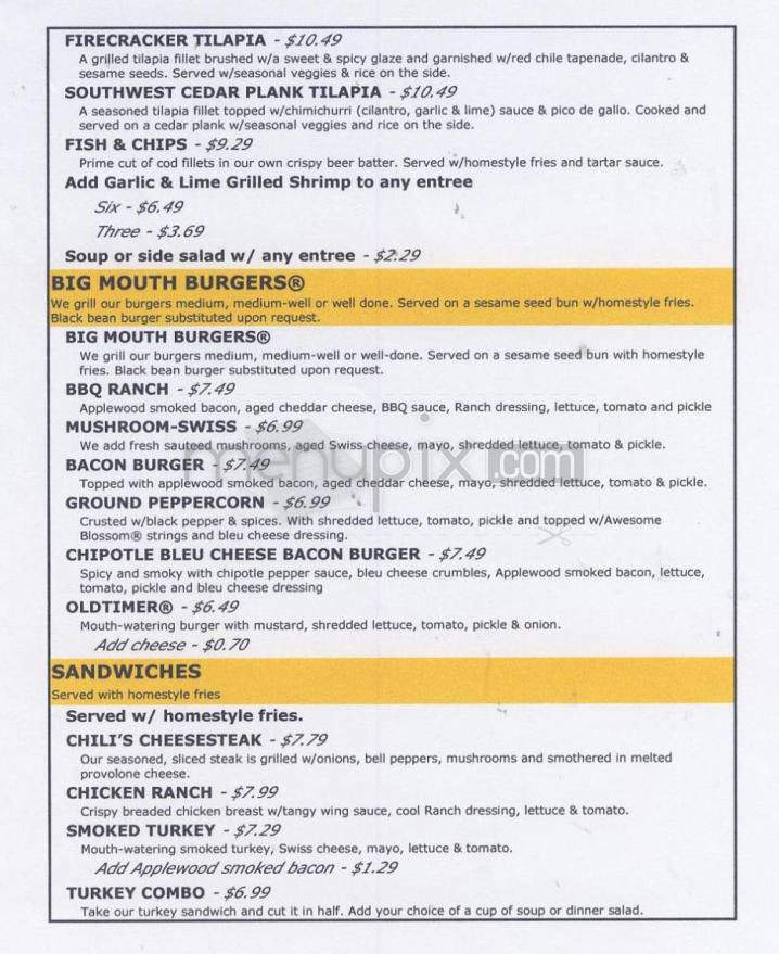 Chili's Grill & Bar - Salem, NH menu_pic